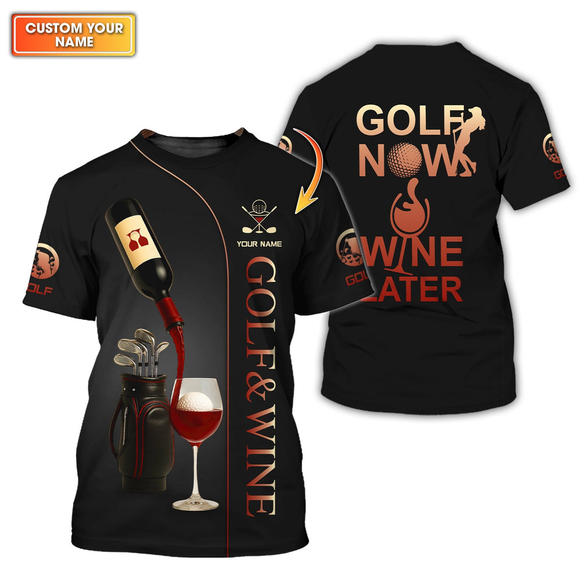 Personalized Name Golf Wine Polos, Women’s Golf Shirts, Golf Gift For Golfers