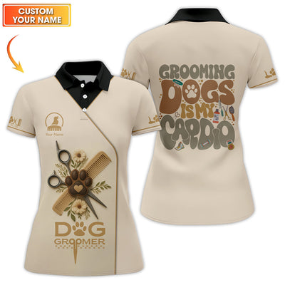 Grooming Dogs Is My Cardio Shirt, Dog Groomer Uniform With Custom Name, Perfect For Pet Groomers
