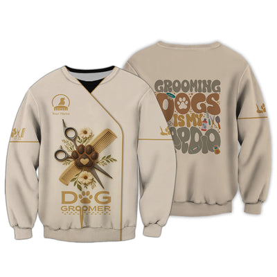 Grooming Dogs Is My Cardio Shirt, Dog Groomer Uniform With Custom Name, Perfect For Pet Groomers
