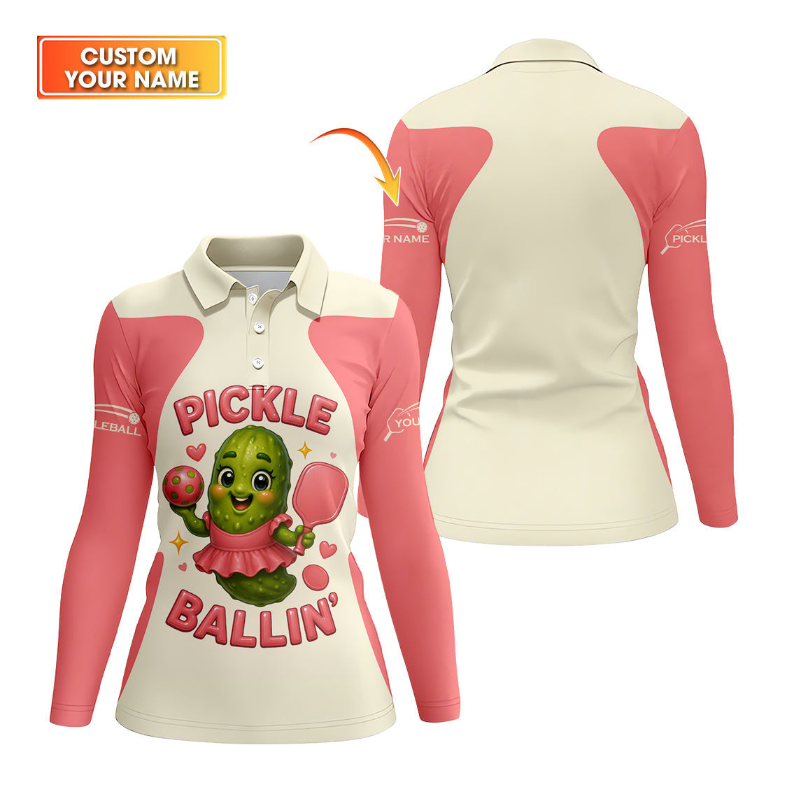 Personalized “Pickle Ballin’ Cute Funny Women’s Pickleball T Shirts, Custom Name Pickleball Shirt, Gift For Pickleball Lover