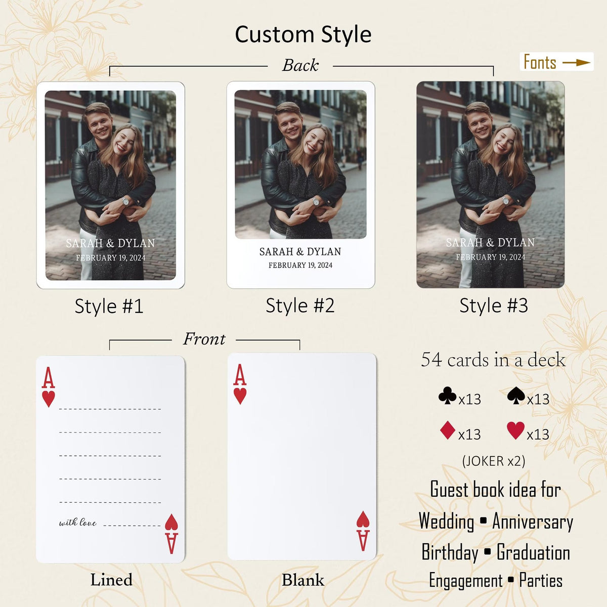 Custom Guest Book Playing Cards, Wedding Guest Book Alternative, Personalized Wedding Signing Book Gift, Engagement Party Card