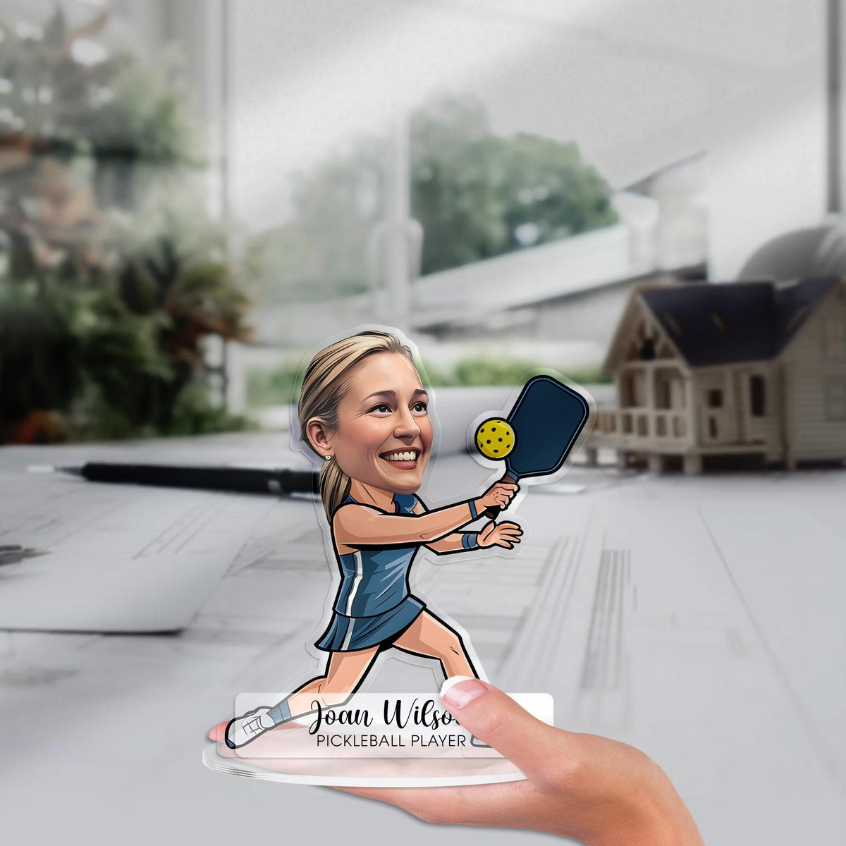 Custom Pickleball Player Figurine Trinket Caricature Portrait Acrylic Plaque, Pickleball Gift