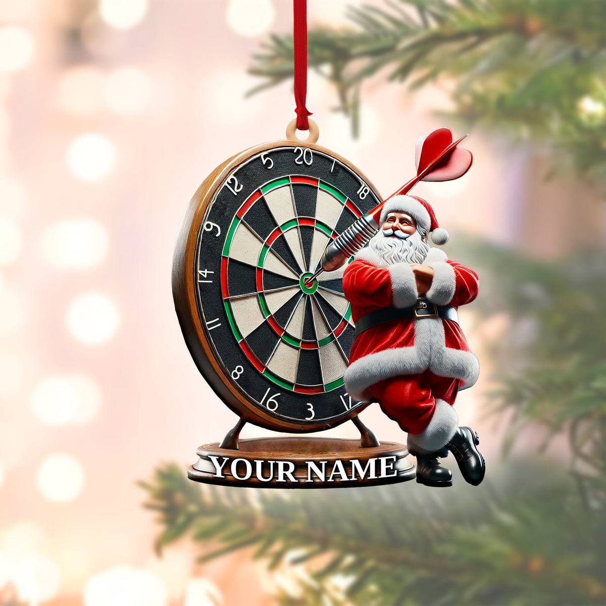Dart Board, Funny Santa Christmas Ornament, Personalized Holiday Decor