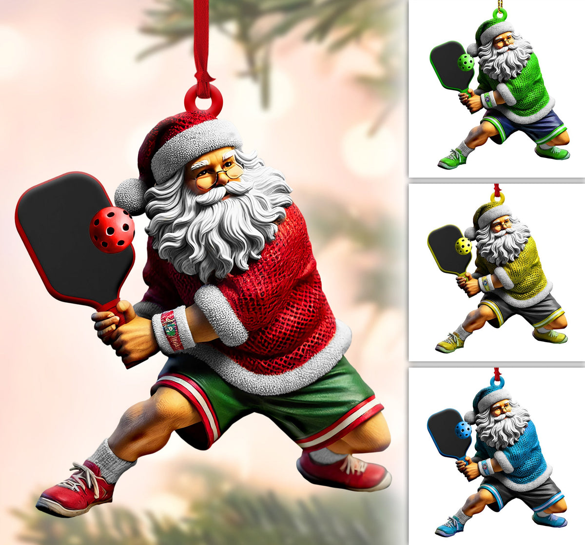 Personalized Pickleball Ornaments, Santa Pickleball, Pickleball Christmas Gift