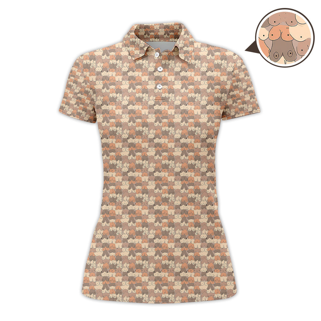 Pattern Golf Polos, Boob Design Funny Golf Shirt for Men, Crazy Golf Shirts