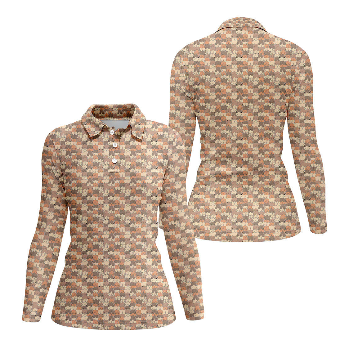 Pattern Golf Polos, Boob Design Funny Golf Shirt for Men, Crazy Golf Shirts