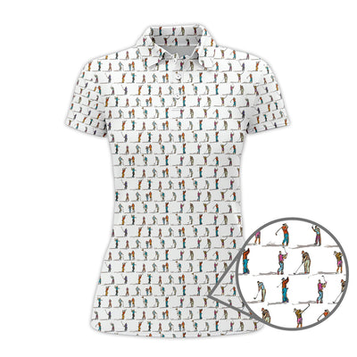 Golf Swing Motion Shirt, Pattern Golf Polos, Golf Gift For Men's, Funny Golf Shirts