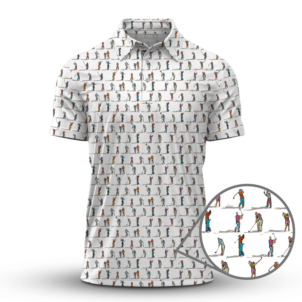 Golf Swing Motion Shirt, Pattern Golf Polos, Golf Gift For Men's, Funny Golf Shirts