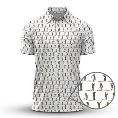 Golf Swing Motion Shirt, Pattern Golf Polos, Golf Gift For Men's, Funny Golf Shirts