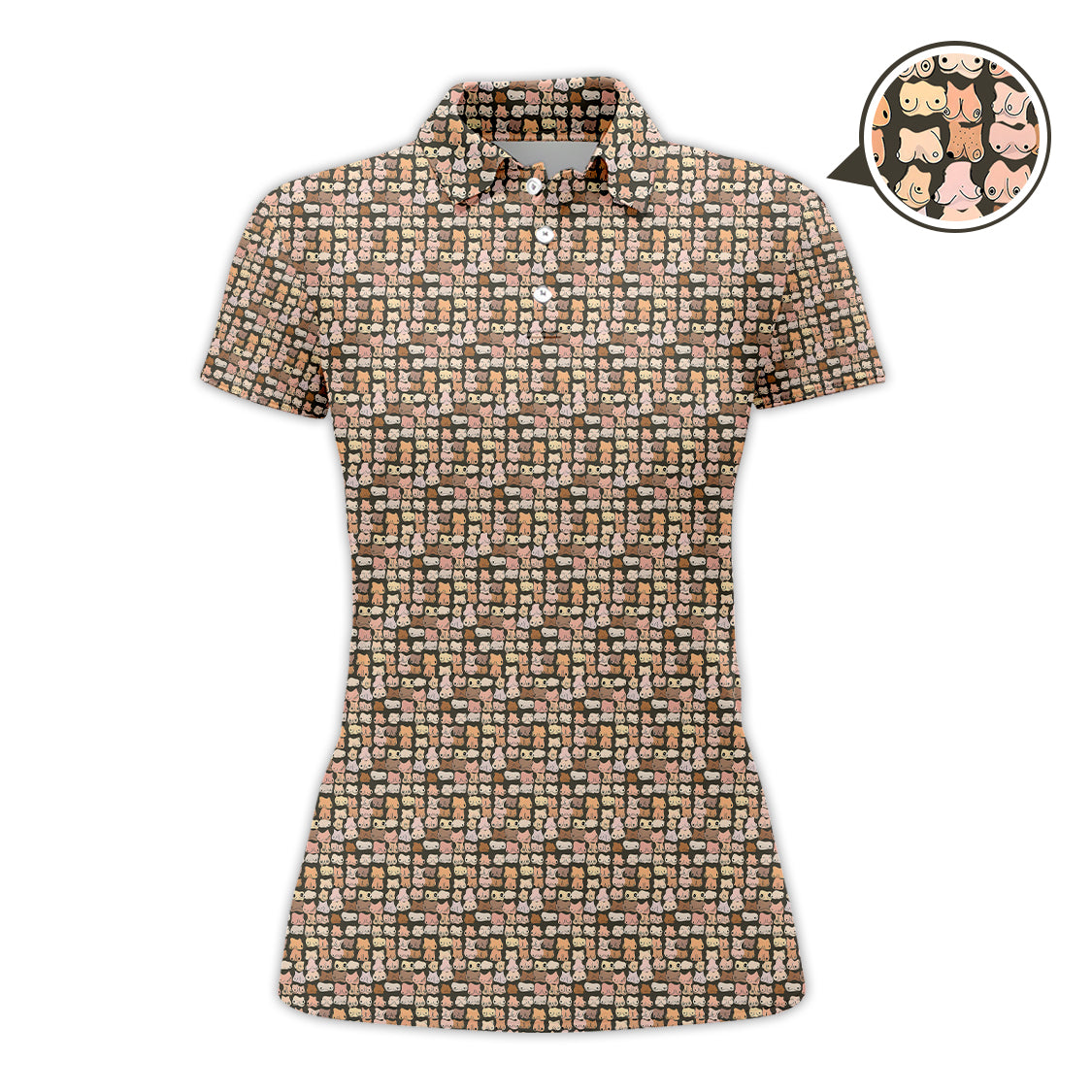 Funny Golf Shirt, Boob Pattern Golf Polos for Men, Crazy Golf Shirts
