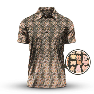 Funny Golf Shirt, Boob Pattern Golf Polos for Men, Crazy Golf Shirts