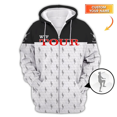 Custom Name WTF Tour Pattern Golf Shirts, Funny Golf Polos, Golf Gift For Men's
