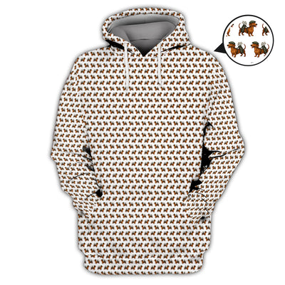 Dachshund Pattern Golf Polos, Crazy Dachshund Golf Shirt For Men, Funny Golf Shirt