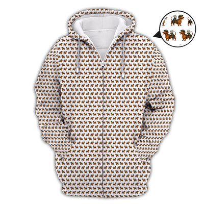 Dachshund Pattern Golf Polos, Crazy Dachshund Golf Shirt For Men, Funny Golf Shirt