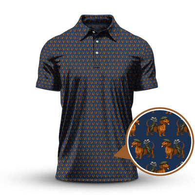 Dachshund Pattern Golf Polos, Crazy Dachshund Golf Shirt For Men, Funny Golf Shirt