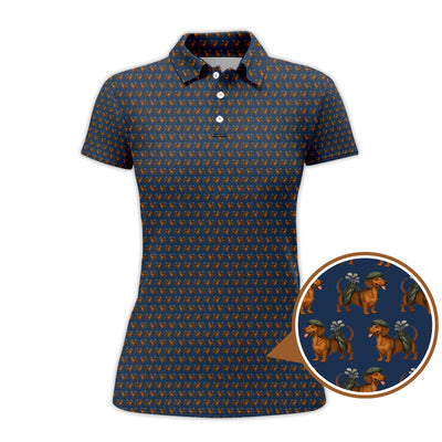Dachshund Pattern Golf Polos, Crazy Dachshund Golf Shirt For Men, Funny Golf Shirt