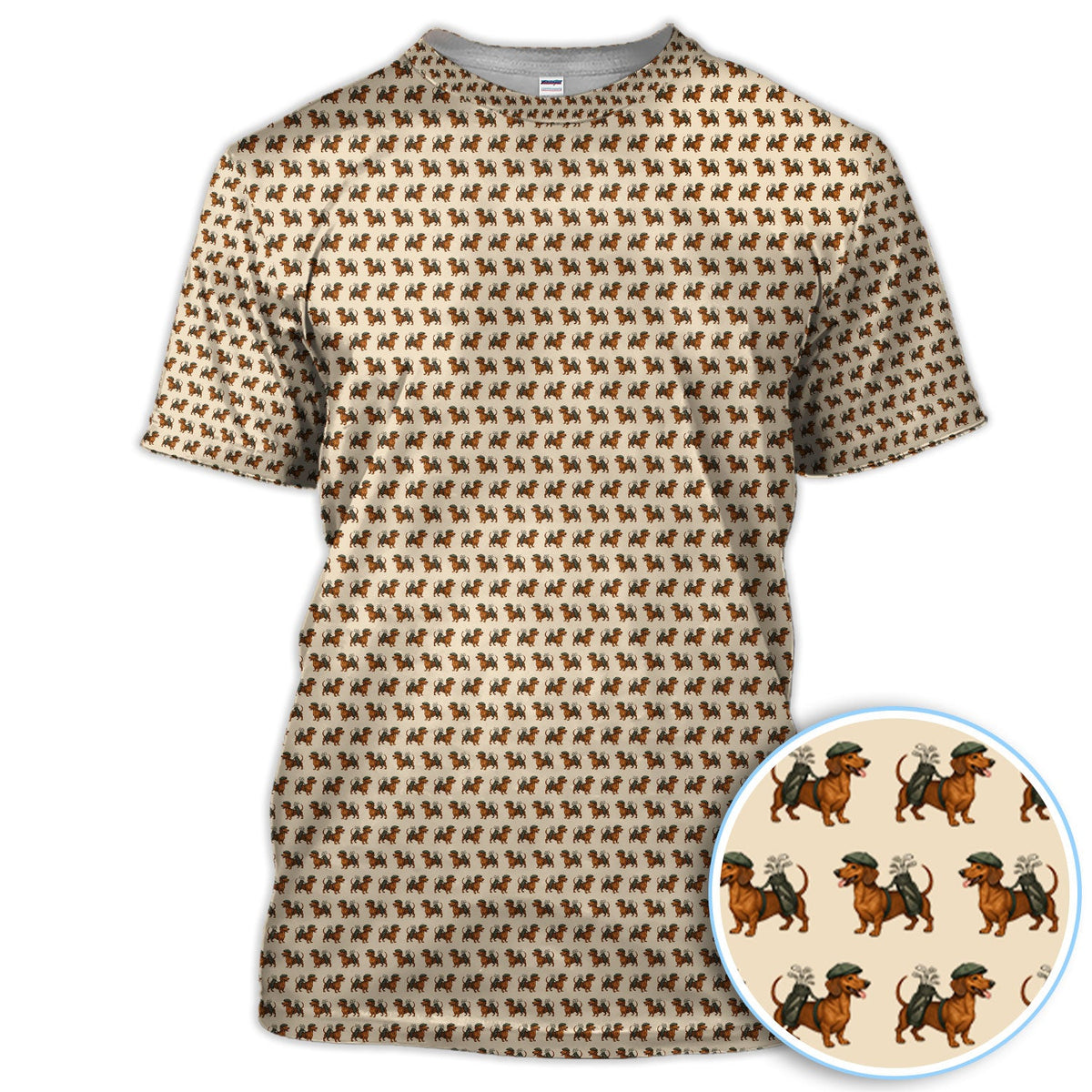 Dachshund Pattern Golf Polos, Crazy Dachshund Golf Shirt For Men, Funny Golf Shirt