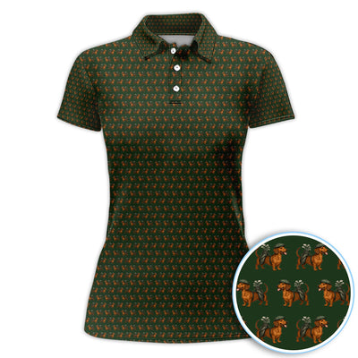 Dachshund Pattern Golf Polos, Crazy Dachshund Golf Shirt For Men, Funny Golf Shirt