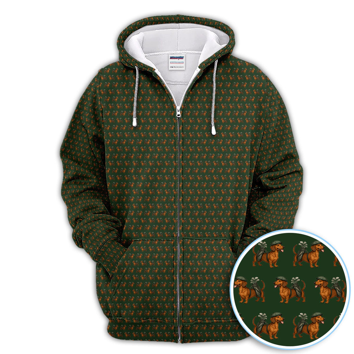 Dachshund Pattern Golf Polos, Crazy Dachshund Golf Shirt For Men, Funny Golf Shirt