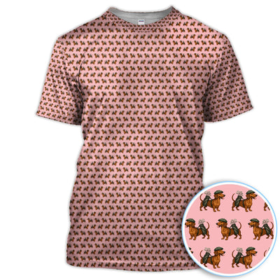Dachshund Pattern Golf Polos, Crazy Dachshund Golf Shirt For Men, Funny Golf Shirt