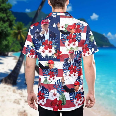 Trump Hawaiian Shirt, Men's 4th of July Shirts, Funny Trump Aloha Shirt