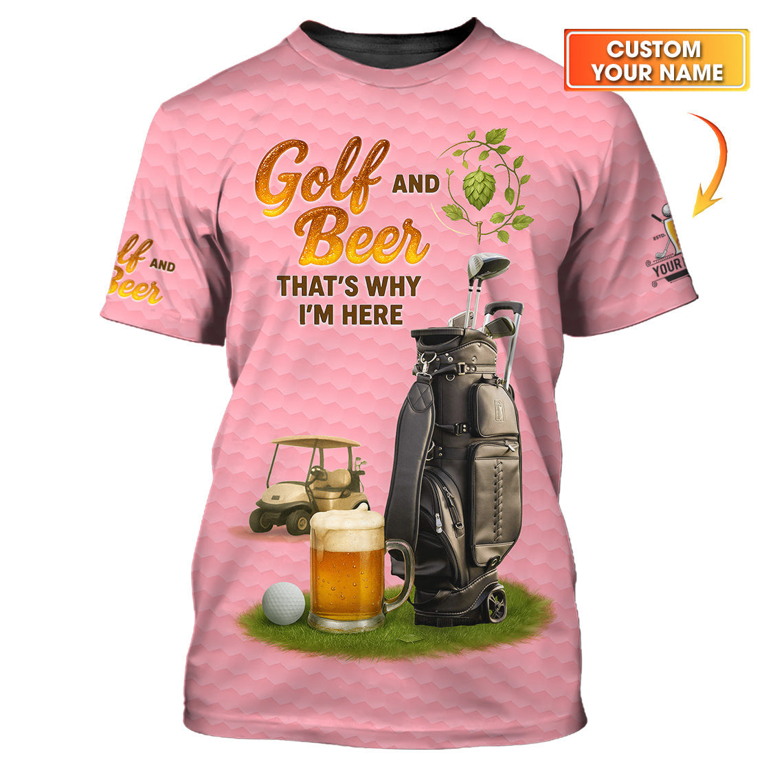 Women's Golf Polos, Golf and Beer That's Why I'm Here Custom Name Shirt, Funny Golf Shirts For Golfers