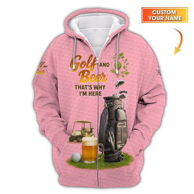 Women's Golf Polos, Golf and Beer That's Why I'm Here Custom Name Shirt, Funny Golf Shirts For Golfers