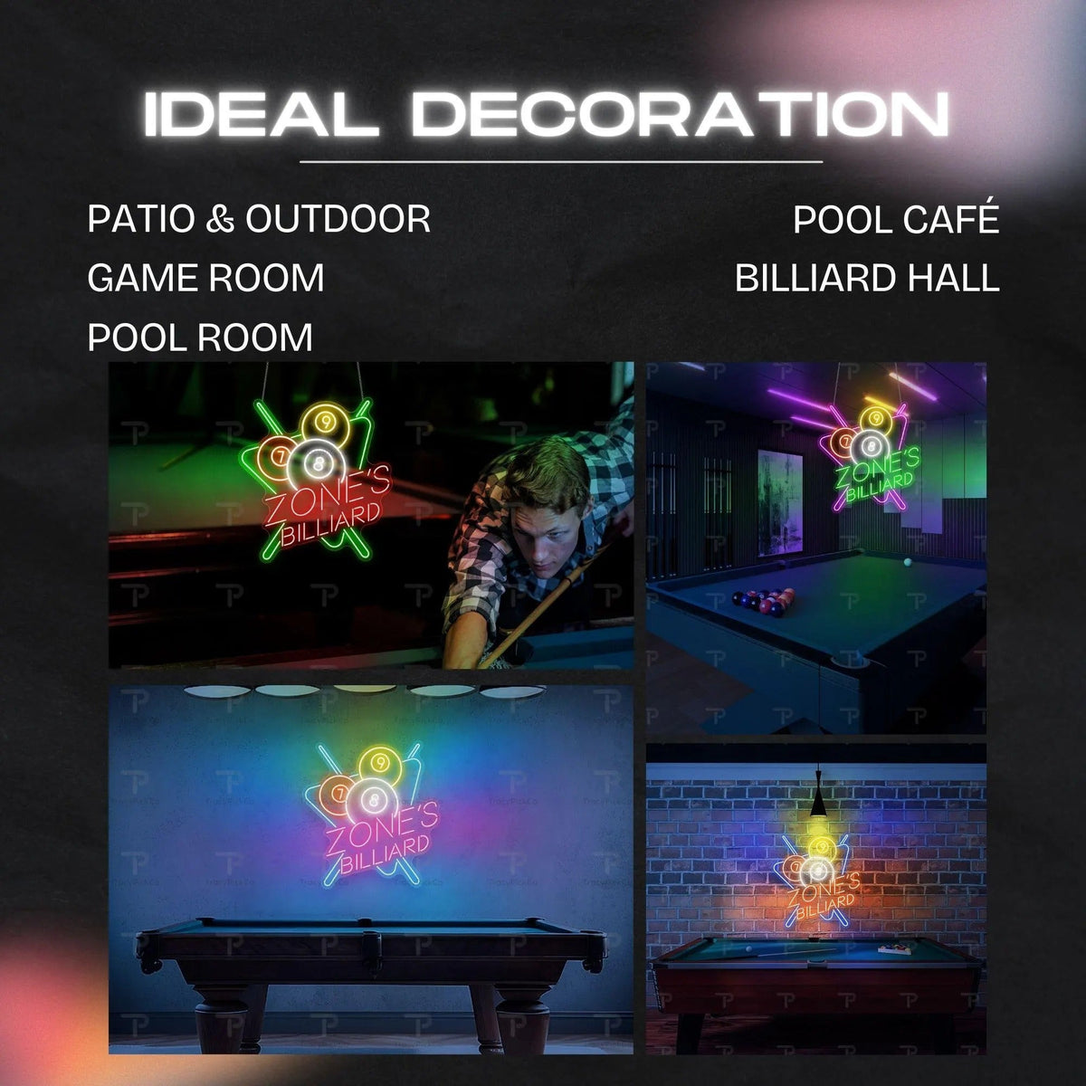 Personalized Billiards Neon Sign, Billiard Neon Sign Wall Decor For Game Room Or Bar