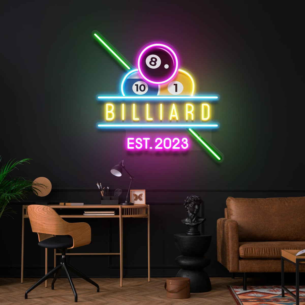 Billiards LED Neon Wall Sign, Custom Billiard Neon Sign, Home Decor