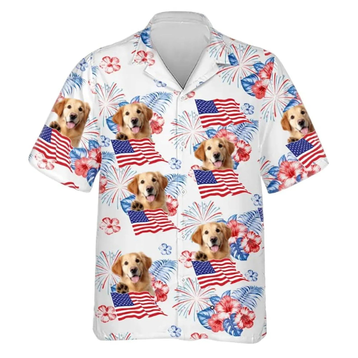 Funny Shirt Of Summer Vibe, Custom Face 4th Of July Hawaiian Shirts, Men's Fourth Of July Shirt