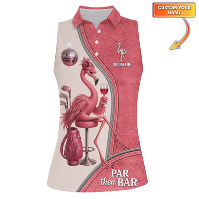 Talk Birdie To Me Par Then Bar Flamingo Golf Shirt - Custom Golf Tees - Golf Polo for Women
