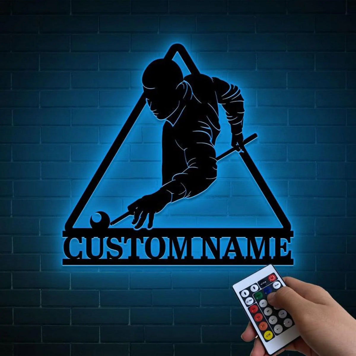 Custom Billiards Metal Sign Wall Art with Led Lights, Personalized Snooker Player Name Sign, Billiards Room Decor