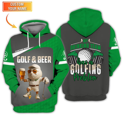 Custom Gray Green Golf & Beer Shirt – Funny Drinking Team Golfing Problem Tee
