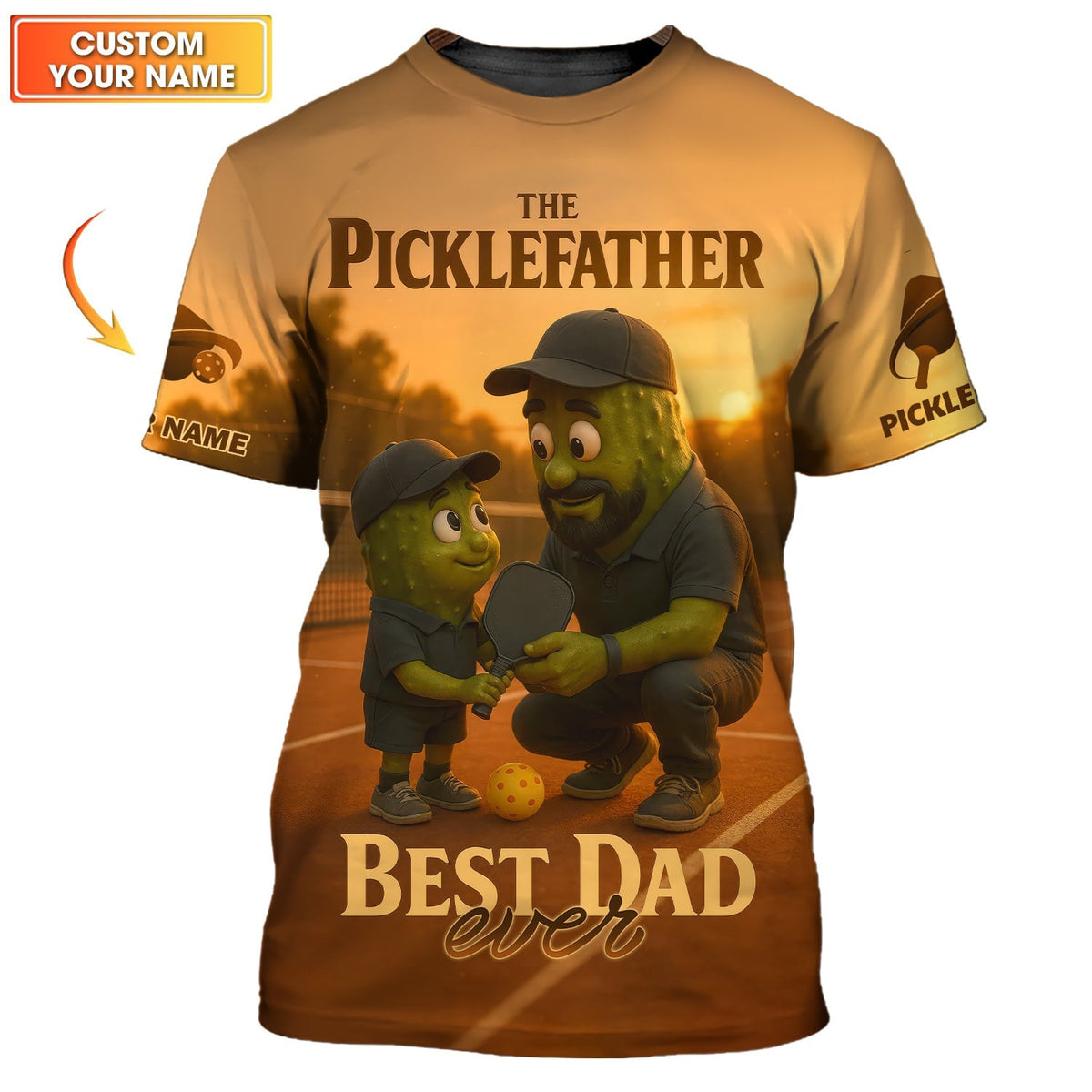 Custom Sunset Pickleball Dad Shirt – The Picklefather Quote, Best Gift for Father and Son