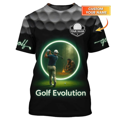 Black Evolution Golf Polo Shirt, Glow - Inspired Funny Golfer Tee, Golf Gifts for Men