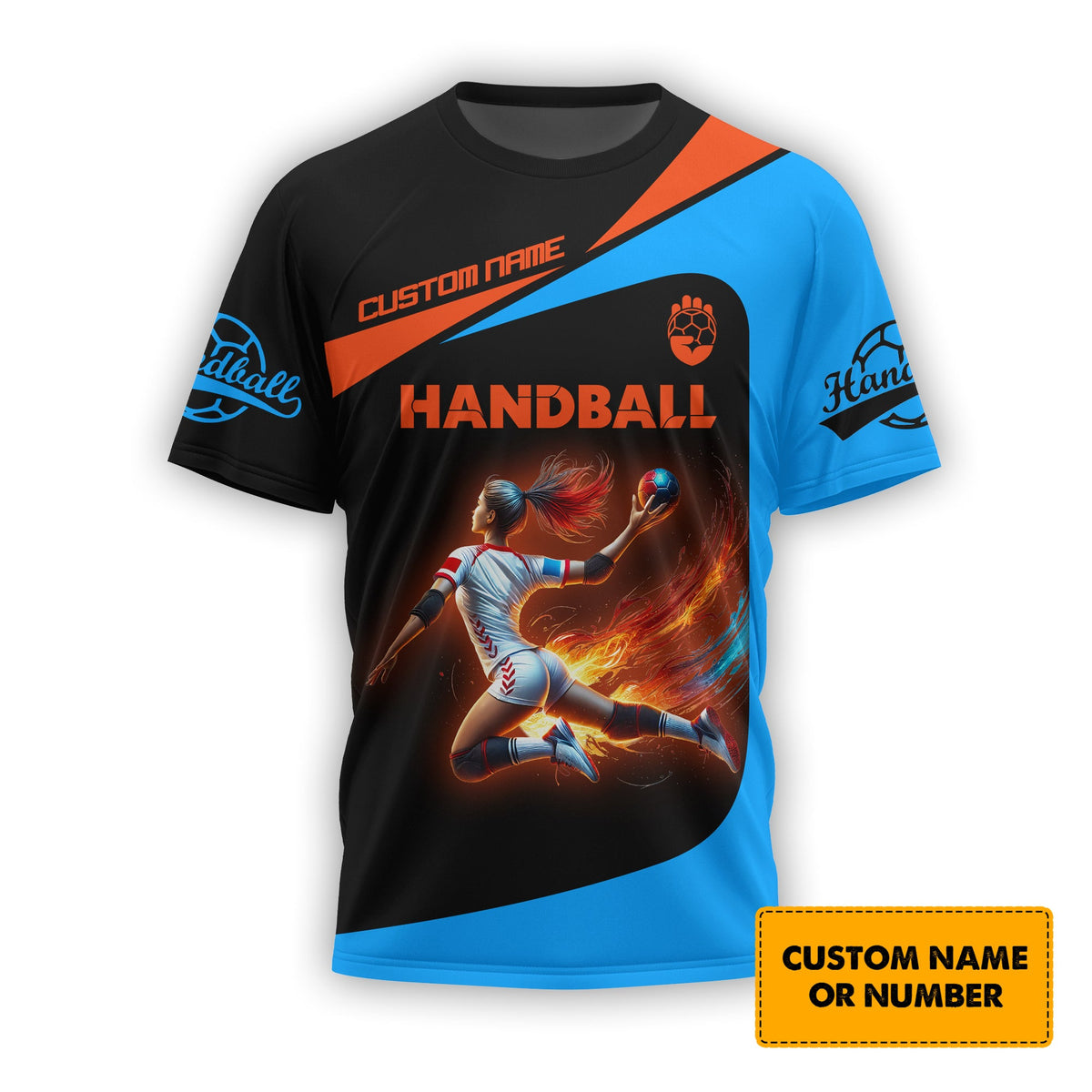 Handball Women Player T-Shirt 3D Design, Handball Polo Shirt, Lightweight Sportswear, Gift For Sports Fan