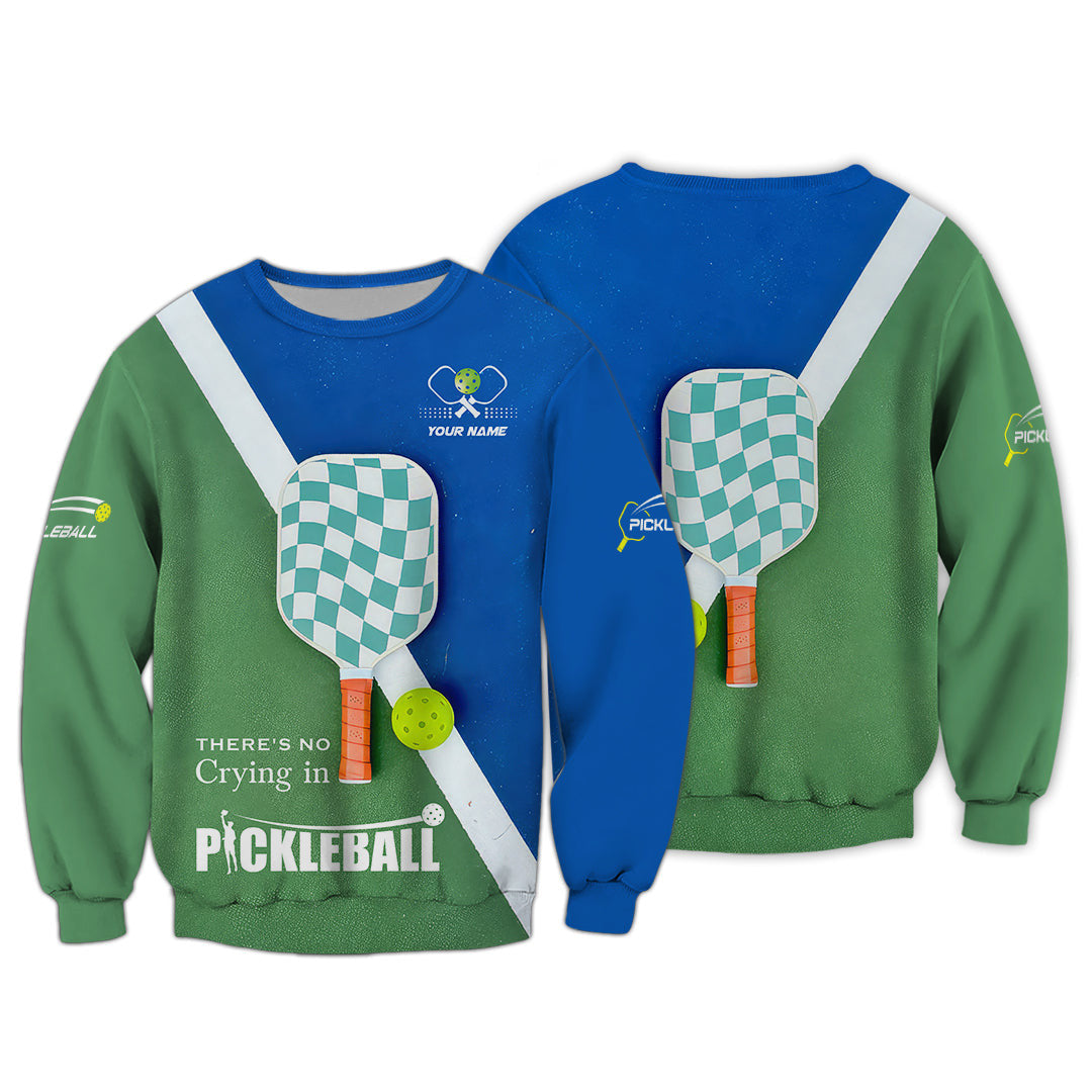 There's No Crying in Pickleball Custom Shirt – 3D Paddle and Court Design Tee