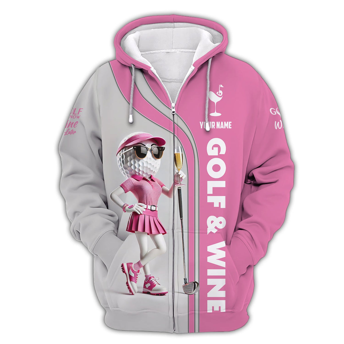 Golf & Wine Women Golf Shirts, Custom Golf Ball Lady, Golf Polos for Players