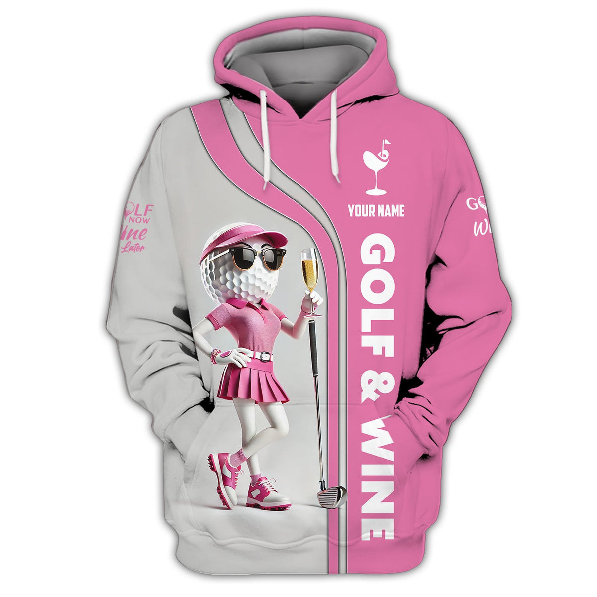 Golf & Wine Women Golf Shirts, Custom Golf Ball Lady, Golf Polos for Players