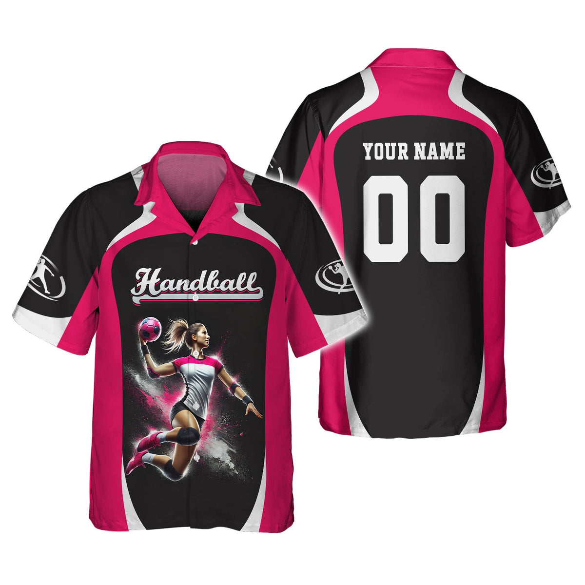 Custom Handball Female Player Action Pose 3D Splash Effect T-Shirt, Gift For Handball Fan