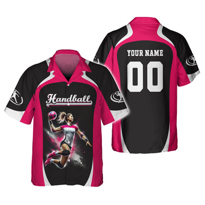 Custom Handball Female Player Action Pose 3D Splash Effect T-Shirt, Gift For Handball Fan