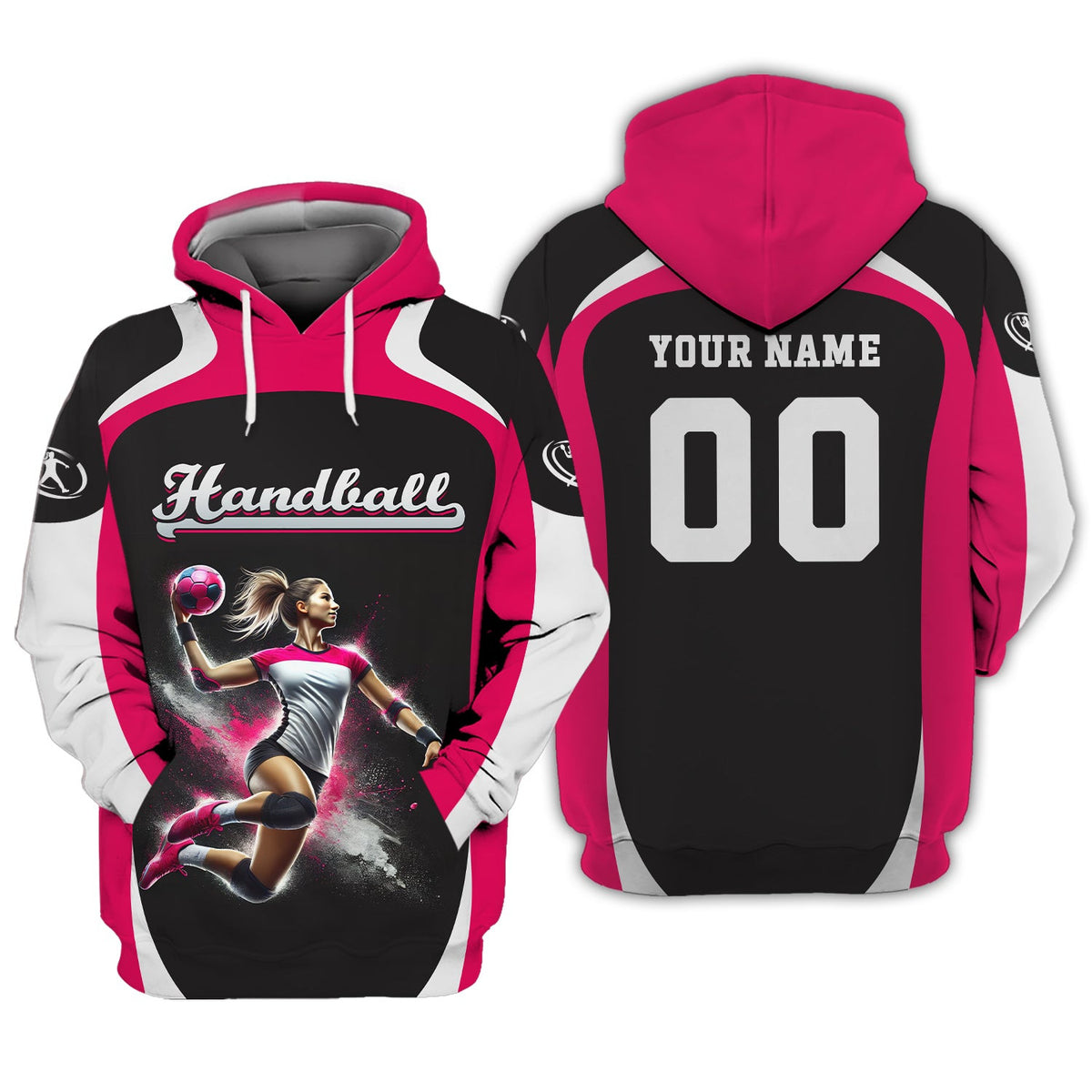 Custom Handball Female Player Action Pose 3D Splash Effect T-Shirt, Gift For Handball Fan