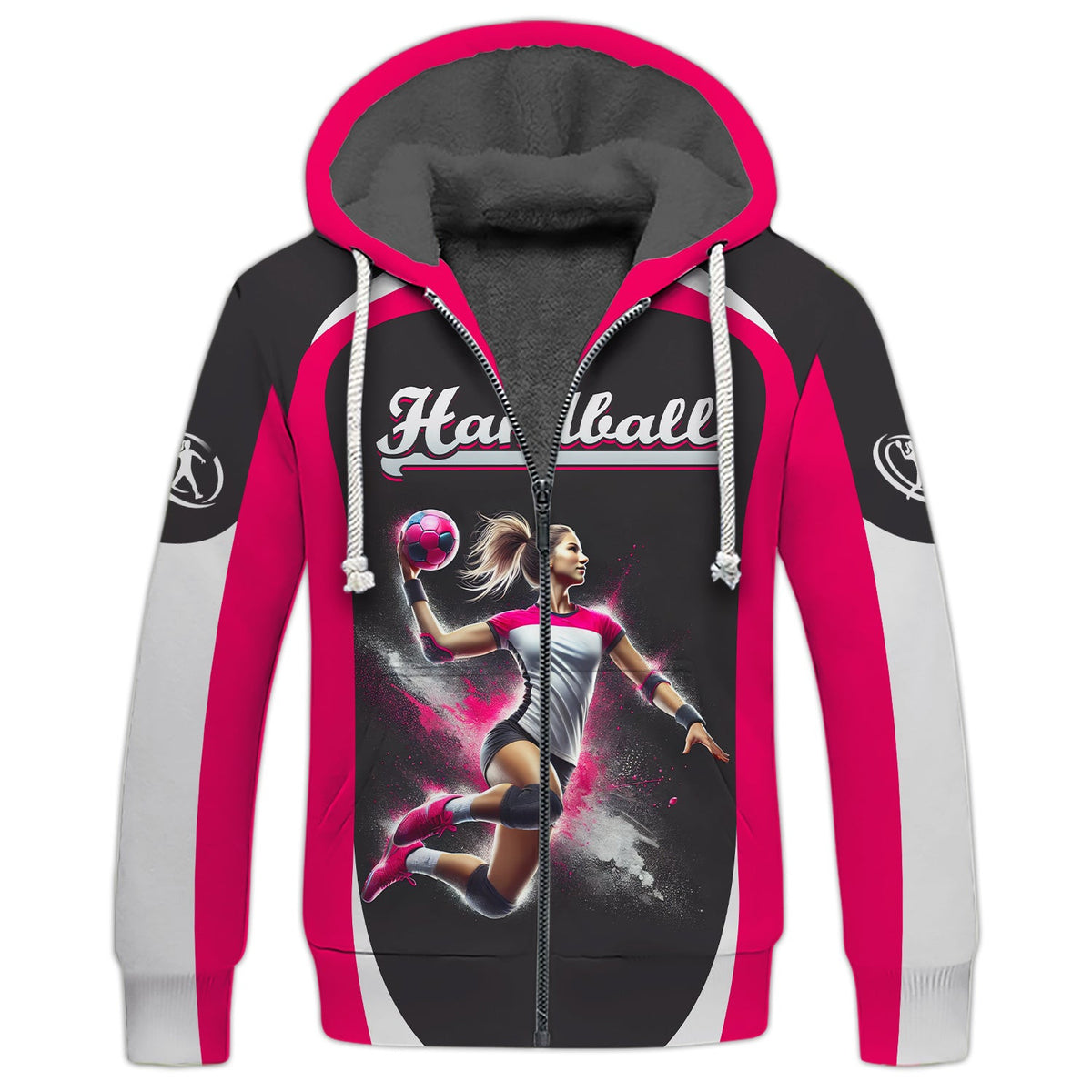 Custom Handball Female Player Action Pose 3D Splash Effect T-Shirt, Gift For Handball Fan