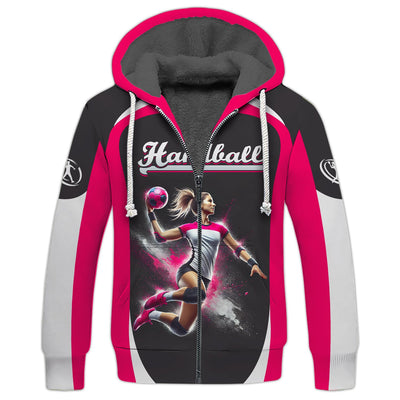 Custom Handball Female Player Action Pose 3D Splash Effect T-Shirt, Gift For Handball Fan