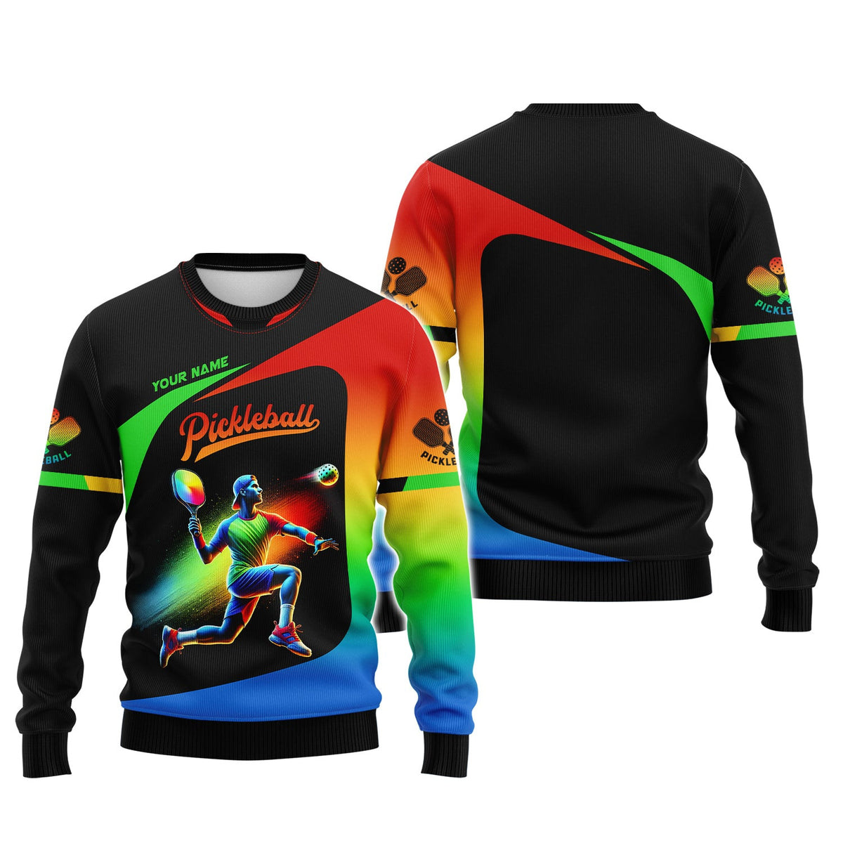 Custom Pickleball Player With Multicolor Effect T-Shirt, Gift For Pickleball Fan