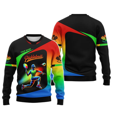 Custom Pickleball Player With Multicolor Effect T-Shirt, Gift For Pickleball Fan