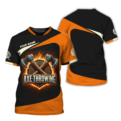 Custom Axe Throwing T-Shirt – Bold Fire & Crossed Axes, Gift for Axe Throwing Players