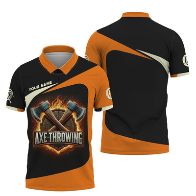 Custom Axe Throwing T-Shirt – Bold Fire & Crossed Axes, Gift for Axe Throwing Players