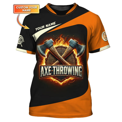 Custom Axe Throwing T-Shirt – Bold Fire & Crossed Axes, Gift for Axe Throwing Players