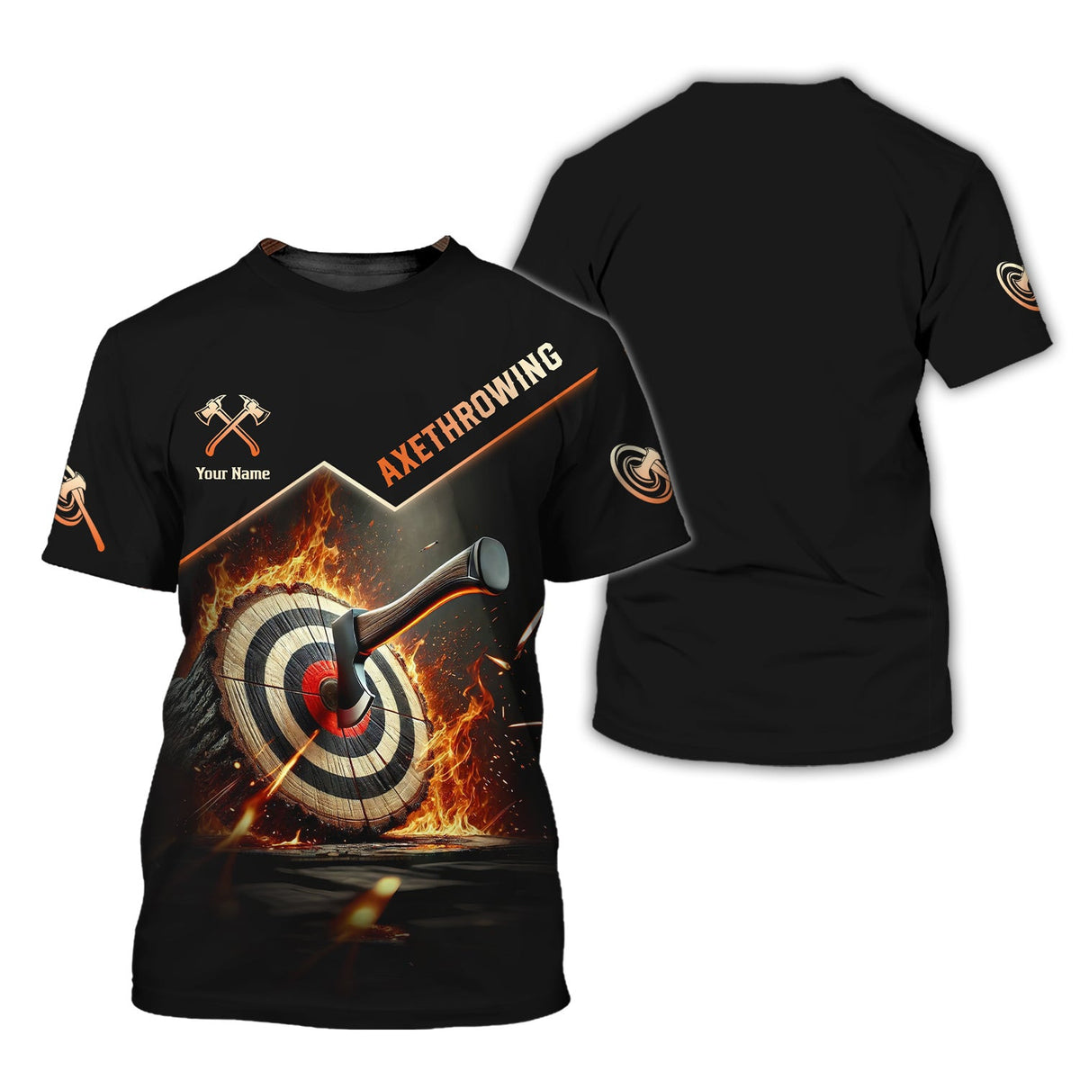 Custom Axe Throwing Target Fire T-Shirt, Gift for Axe Throwing Players